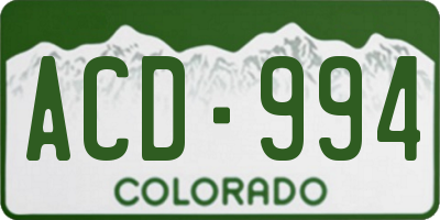 CO license plate ACD994