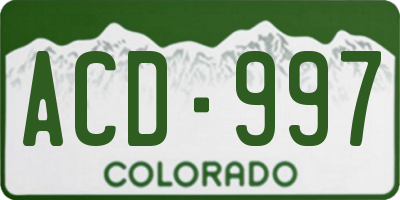 CO license plate ACD997