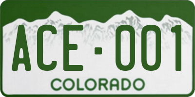 CO license plate ACE001