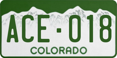 CO license plate ACE018