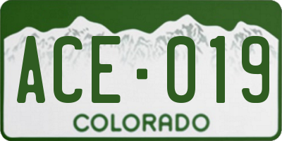 CO license plate ACE019