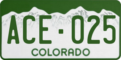 CO license plate ACE025