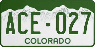 CO license plate ACE027