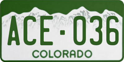 CO license plate ACE036