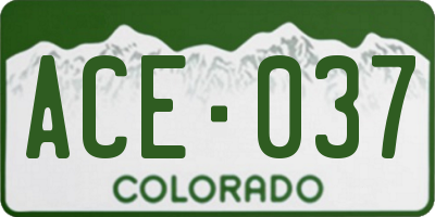CO license plate ACE037