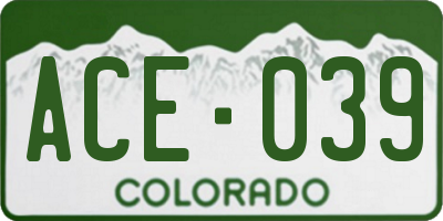 CO license plate ACE039