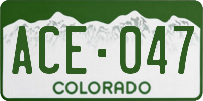 CO license plate ACE047