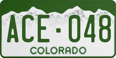 CO license plate ACE048