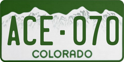 CO license plate ACE070