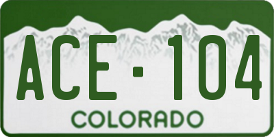 CO license plate ACE104