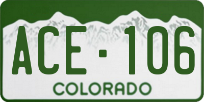 CO license plate ACE106