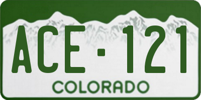 CO license plate ACE121