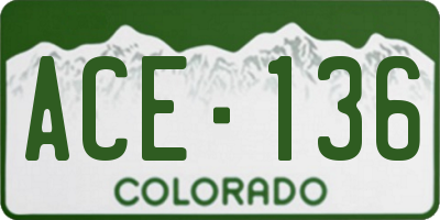 CO license plate ACE136