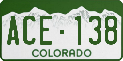 CO license plate ACE138