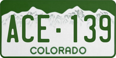 CO license plate ACE139