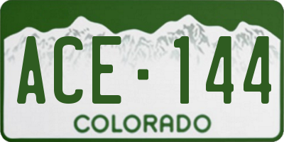 CO license plate ACE144