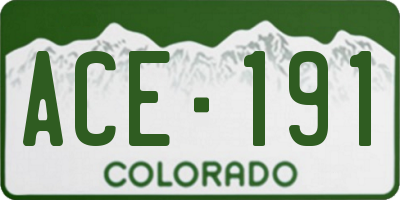 CO license plate ACE191