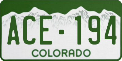 CO license plate ACE194