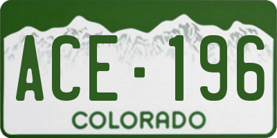 CO license plate ACE196