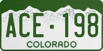 CO license plate ACE198