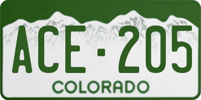 CO license plate ACE205