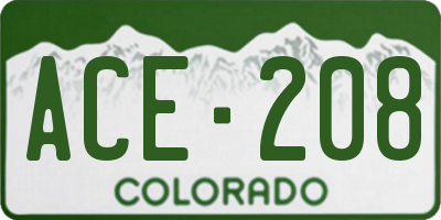 CO license plate ACE208