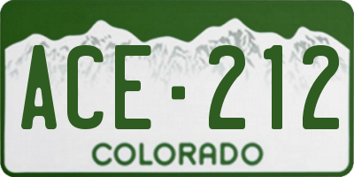 CO license plate ACE212