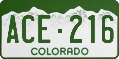 CO license plate ACE216
