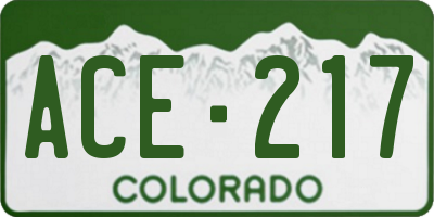 CO license plate ACE217