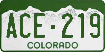 CO license plate ACE219