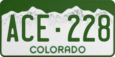 CO license plate ACE228