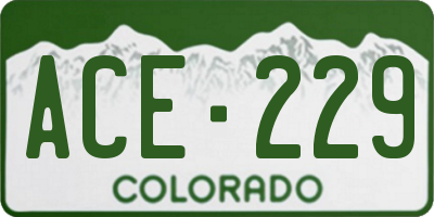 CO license plate ACE229