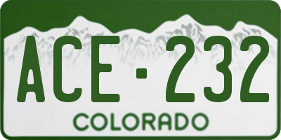 CO license plate ACE232