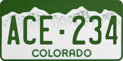 CO license plate ACE234