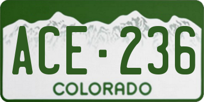 CO license plate ACE236