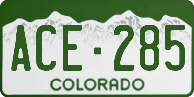 CO license plate ACE285