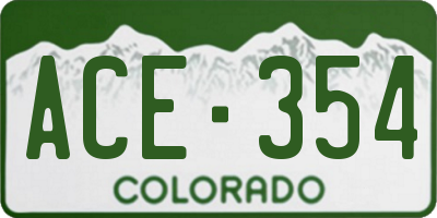 CO license plate ACE354