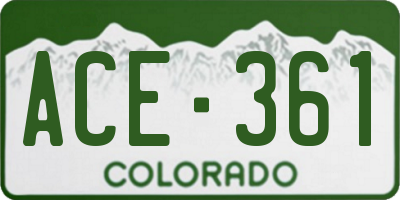 CO license plate ACE361