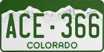 CO license plate ACE366