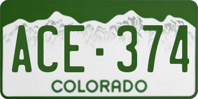 CO license plate ACE374
