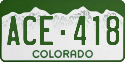 CO license plate ACE418