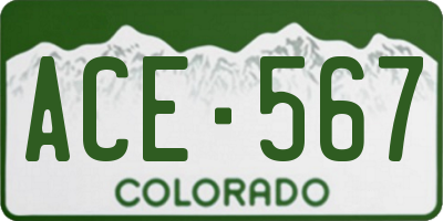 CO license plate ACE567