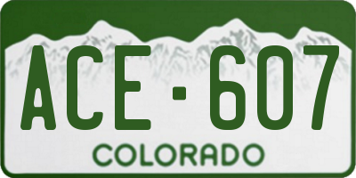 CO license plate ACE607