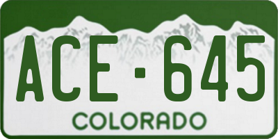 CO license plate ACE645