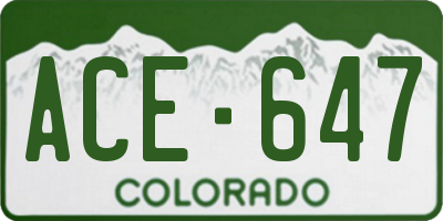 CO license plate ACE647