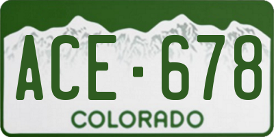 CO license plate ACE678