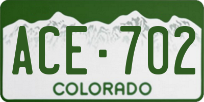 CO license plate ACE702