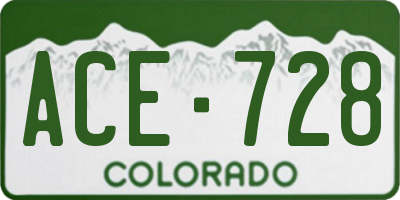 CO license plate ACE728
