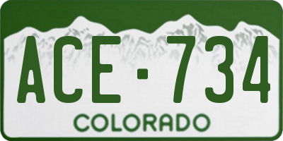 CO license plate ACE734