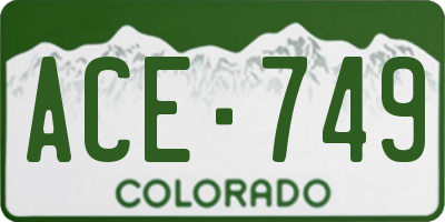 CO license plate ACE749